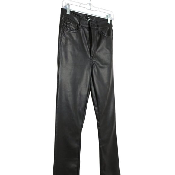 Mother Denim Insider Ankle Black Vegan Leather Pants Wax On Wax Off Size 27 - Picture 4 of 12
